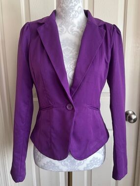 Ashley By 26 International Purple Single-Button Tailored Blazer